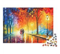 Couple de marche d'automne 1000 Pièces Rue colorée avec piéton Puzzle DIY En Carton Solide Pour Adultes Et Enfants Développement Cognitif Débutants Belle Décoration Intérieure Cadeau D'anniversaire 52