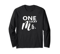 Couple de mariés avec Inscription « One Lucky Mr Engagement » Manche Longue