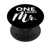 Couple de mariés avec Inscription « One Lucky Mr Engagement » PopSockets PopGrip Adhésif