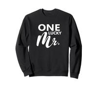 Couple de mariés avec Inscription « One Lucky Mr Engagement » Sweatshirt