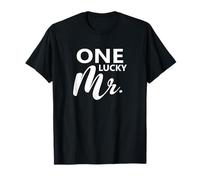 Couple de mariés avec Inscription « One Lucky Mr Engagement » T-Shirt