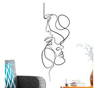 Couple de mur en métal | Décoration murale d'art de ligne abstraite moderne noire encadrée - décoration d'art mural de dessin décoration d'art mural pour la maison