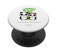 Couple de Pandas Chinois avec Message inspirant pour Les Meilleurs Amis PopSockets PopGrip Adhésif