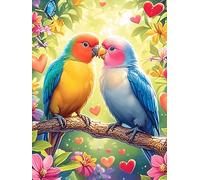 Couple de perroquets avec des cœurs 300 Pieces Casse-tête Pour Ado En Carton Haute Qualité Animal sauvage et animal de compagnie Facile Débutant Activité Familiale Soirée Entre Amis Cadeau Fête Des Mè