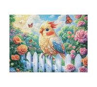 Couple de perroquets clôture 500 Pièces Puzzle Personne Âgée en Carton Anti-Déchirure Facile Débutant Anti-Stress Thérapie Occupationnelle Cadeau Anniversaire Pas Cher 500 PCS/52×38cm