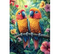 Couple de perroquets dans la forêt tropicale 1000 Pièces Puzzle Créatif En Carton Rigide Sans Déformation Animal mignon de conte de fées Difficulté Moyenne Activité Manuelle Loisir Créatif Cadeau Créa
