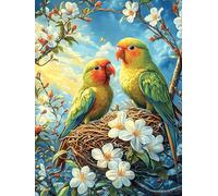 Couple de perroquets dans Le Jardin d'amour 1000 Pieces Casse-tête Créatif en Carton Épais Rigide Difficulté Moyenne Activité Manuelle Loisir Créatif Cadeau Noël Qualité Premium 1000 PCS