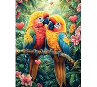 Couple de perroquets dans Le Jardin d'amour 300 Pieces Casse-tête Créatif en Carton Épais Rigide Difficulté Moyenne Activité Manuelle Loisir Créatif Cadeau Noël Qualité Premium 300 PCS