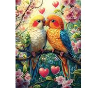 Couple de perroquets dans Le Jardin d'amour 500 Pieces Casse-tête Adolescent en Carton Épais Haute Densité Difficulté Moyenne Activité Éducative Passe-Temps Cadeau Noël Pas Cher 500 PCS
