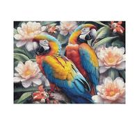 Couple de perroquets mer de Fleurs 500 Pièces Puzzle Expert Confirmé en Carton Rigide Haute Densité Animal Animal de Compagnie Très Difficile Motif Complexe Décoration Murale Cadeau Premium 500 PCS