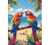Couple de perroquets sur Une Plage Tropicale 300 Pièces Puzzle Expert Confirmé en Carton sans Déformation Animal Sauvage et Animal de Compagnie Très Difficile Décoration Murale Collection Cadeau Fête