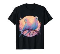 Couple de perruches Mignonne Oiseaux Perroquet T-Shirt Graphique avec Valeur, Homme, Noir, L