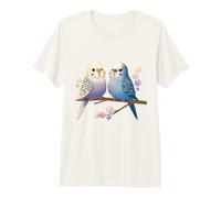 Couple de perruches Mignonne Oiseaux Perroquet T-Shirt Haut de Gamme