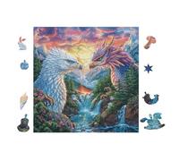 Couple de phénix Rainbow 100 Pieces Casse-tête Famille en Carton Haute Densité Difficulté Moyenne Activité Familiale Anti-Stress Idée Cadeau Anniversaire 28x28cm