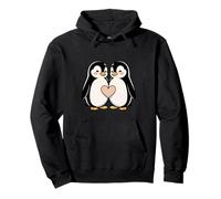 Couple de Pingouins avec Cœur Design Sweat à Capuche