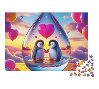 Couple de Pingouins Romantique Puzzle 1000 Pièces Papier Adapté Adultes Scène Créative Puzzle pour Adultes Relaxation Interaction Familiale Concentration Cadeau Décoration 38x26cm/1000pcs
