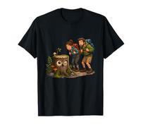 Couple de randonnée découvre la souche de Hibou de la forêt T-Shirt