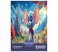 Couple de Souris Romantique 1000 Pièces Souris Bleue avec Arc dans Conte de fées Puzzle Défi Jouet Jeu Familial Décoration D'intérieur Adultes Et Enfants À Partir Adultes Cadeaux 38x26cm/1000pcs