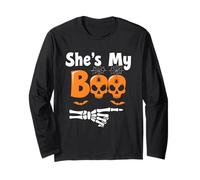 Couple de squelettes Amusants effrayants She's My Boo Halloween Party Manche Longue