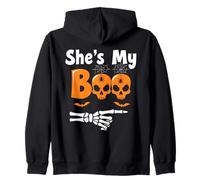 Couple de squelettes Amusants effrayants She's My Boo Halloween Party Sweat à Capuche