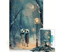 Couple de squelettes en Promenade hivernale Puzzle de 1000 pièces pour Adultes Jeu de réflexion Calme et détente Décoration Murale épurée 50x75cm