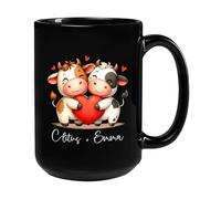 Couple De Vaches Mug Céramique Tasse À Thé Durable Tasse À Café Cadeau Mignon Pour Pâques Bureau Noël 330Ml
