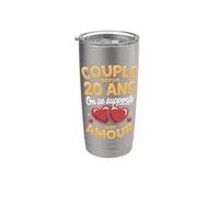 Couple Depuis 20 Ans On Se Supporte Avec Amour Gobelet isotherme en acier inoxydable double paroi