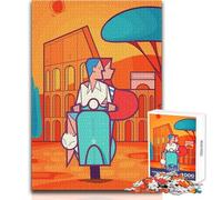 Couple en Scooter à Rome - Puzzle illustré de 1000 pièces pour Adolescents - Jeu éducatif et Casse-tête - Idée Cadeau mémorable et touchante - Dimensions:50x75cm