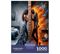 Couple feu et glace séparé 1000 Pièces Puzzle Premium Passion élémentaire double Coffret Puzzle Carton Solide - Ultra Dur Pour Couples, Top Noté, Cadeau Noël Parfait Pour Tout Le Monde 38x26cm/1000pcs