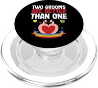 Couple Gay LGBT Pride Two Grooms are Better Than One PopSockets PopGrip pour MagSafe