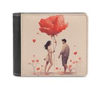 Couple in Love Portefeuille à deux volets en cuir pour homme et femme, blocage RFID, capacité supplémentaire, coutures ultra résistantes, portefeuille fin avec 8 emplacements pour cartes, style,