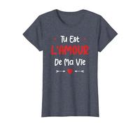 Couple Je t'aime Mon Amour Tu est l'amour de ma Vie T-Shirt, Femme, Bleu Chiné, XS
