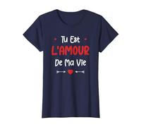 Couple Je t'aime Mon Amour Tu est l'amour de ma Vie T-Shirt, Femme, Bleu Marine, XS