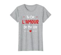 Couple Je t'aime Mon Amour Tu est l'amour de ma Vie T-Shirt, Femme, Gris Chiné, M