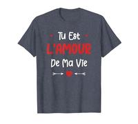 Couple Je t'aime Mon Amour Tu est l'amour de ma Vie T-Shirt, Homme, Bleu Chiné, L