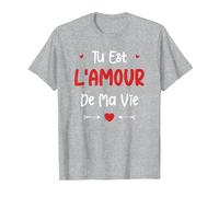 Couple Je t'aime Mon Amour Tu est l'amour de ma Vie T-Shirt, Homme, Gris Chiné, 4XL