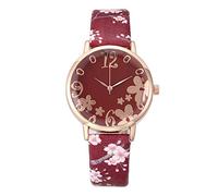 Couple Lumineux Bracelets Fleurs Femmes Montre Imprimée Petite Frais Relief Montre Femme, Rouge, taille unique