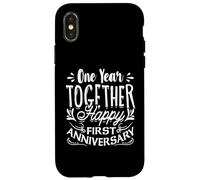 Couple marié One Year Together Happy First Anniversary Coque pour iPhone X/XS