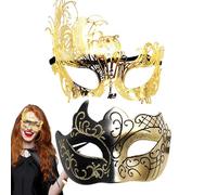 Couple Masquerade Masque Set - Carnival Masque | Masques de dentelles | Ensemble de masques de mascarade scintillante | Accessoires de cosplay pour Halloween | 2 couvercle de visage rétro | Le sien et