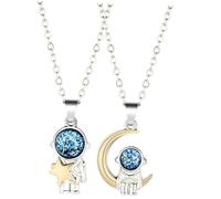 Couple Matching for Boyfriend Girlfriend Space Astronaut Pendant Romantic Valentine's Day Present Anniversary Necklace