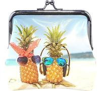 Couple of Attractive Pineapples in Love Pouch Small Wallet - Kiss-Lock Change Coin Purse Wallets for Women Girl