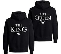 Couple Partenaire Sweat à Capuche Hoodie King Queen - 1x Pull Femme Noir S