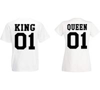 Couple Partenaire T-Shirt Shirt Set King Queen - Femme Blanc XS