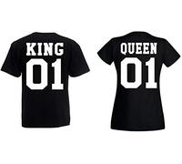 Couple Partenaire T-Shirt Shirt Set King Queen - Femme Noir XXL