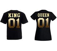 Couple Partenaire T-Shirt Shirt Set King Queen - Femme Or-Noir L