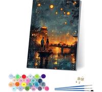 Couple Peinture Numero Adulte avec Cadre, Peinture Numero Adulte Arbre sur Toile, DIY Loisirs Créatifs Adultes, Paint by Numbers Kit avec Peintures et Pinceaux, Decoration Maison Cadeau 20x30cm 0-6366