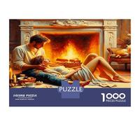 Couple près du feu 1000 Pièces Coffret Puzzle Intimité chaleureuse Puzzle Carton Premium - Seniors Passionnés, Concentration, Cadeau Maison Neuve Et Loisirs Indoor 38x26cm/1000pcs