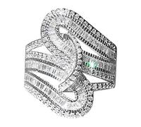 Couple princesse coupe serti bague femmes fiançailles bijoux de mariage Présentoir Bande Bijoux (Silver, 10)