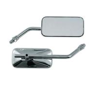 Couple Retroviseurs Moto Scooter Custom M10 Rectangulaire Miroirs Chrome DX+SX