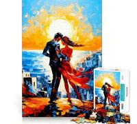 Couple Romantique au Bord de la mer Puzzle de 1000 pièces pour Adolescents Jeu Intelligent Jeu de Groupe Décoration Murale (38x52cm)